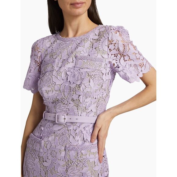Milly Garden Lace Flounce Minidress in Lilac US12 $525 - Picture 5 of 12